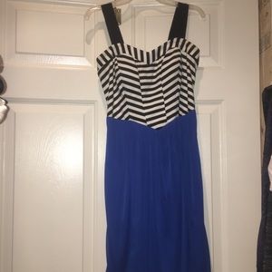 Black/white/blue dress